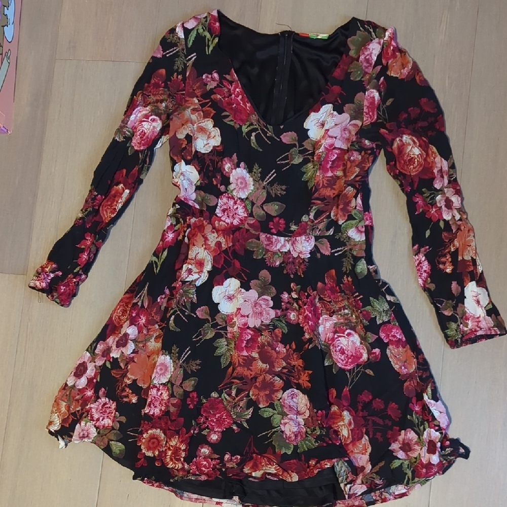Modcloth Floral Long Sleeve Dress